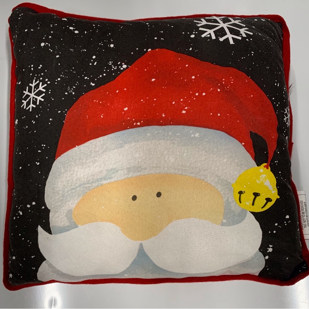 NWT Santa Pillow 12” red white black